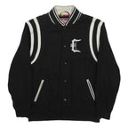 CROOKS & CASTLE Mens Black & White Letterman Wool Blend Jacket XL Button Plain