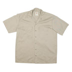 DICKIES Mens Beige Cotton Blend Work Shirt L Button Pocket Short Sleeve