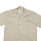 DICKIES Mens Beige Cotton Blend Work Shirt L Button Pocket Short Sleeve