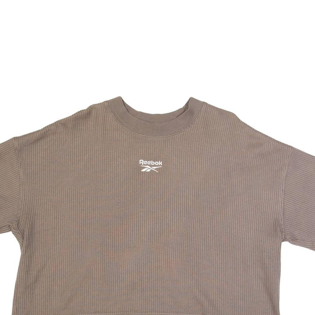 REEBOK Ribbed Cropped Womens T-Shirt Brown XL