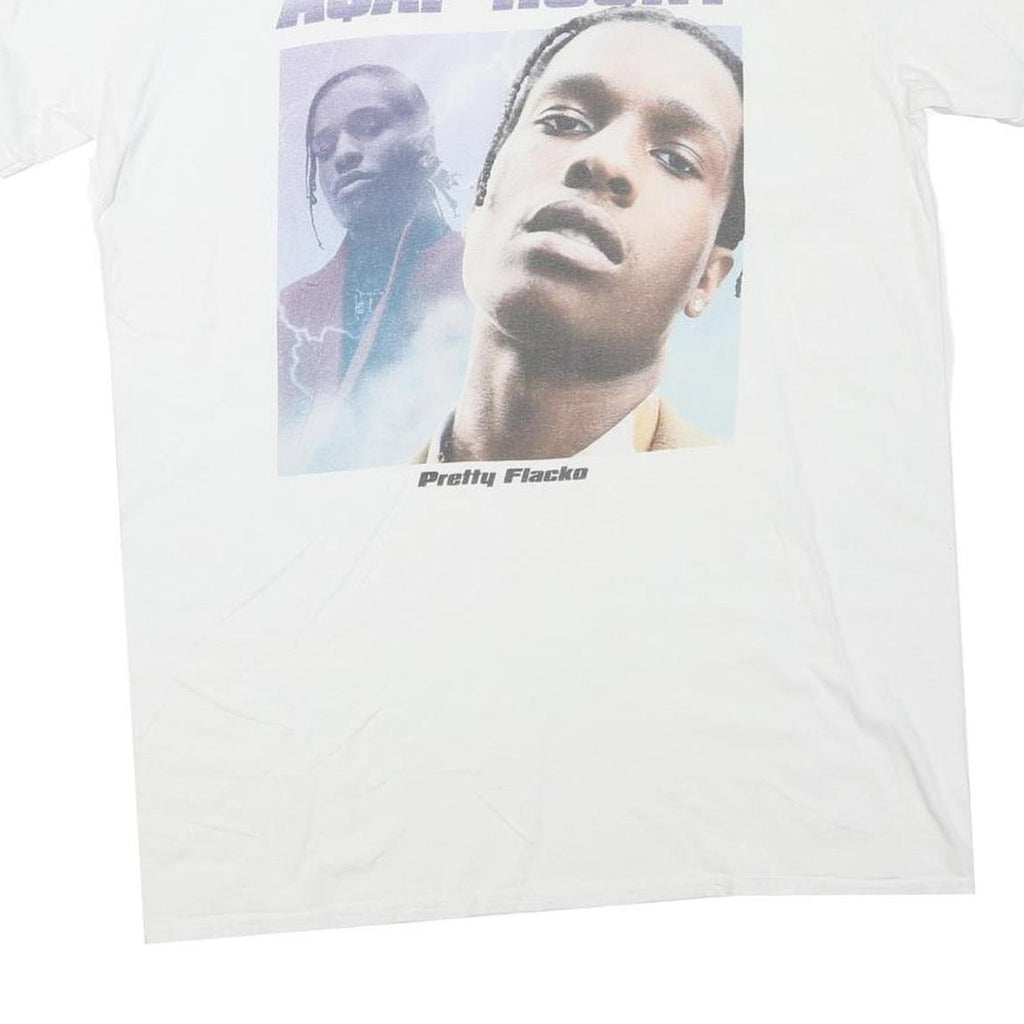GILDAN Mens White ASAP Rocky Graphic T-Shirt M Short Sleeve Crew Neck