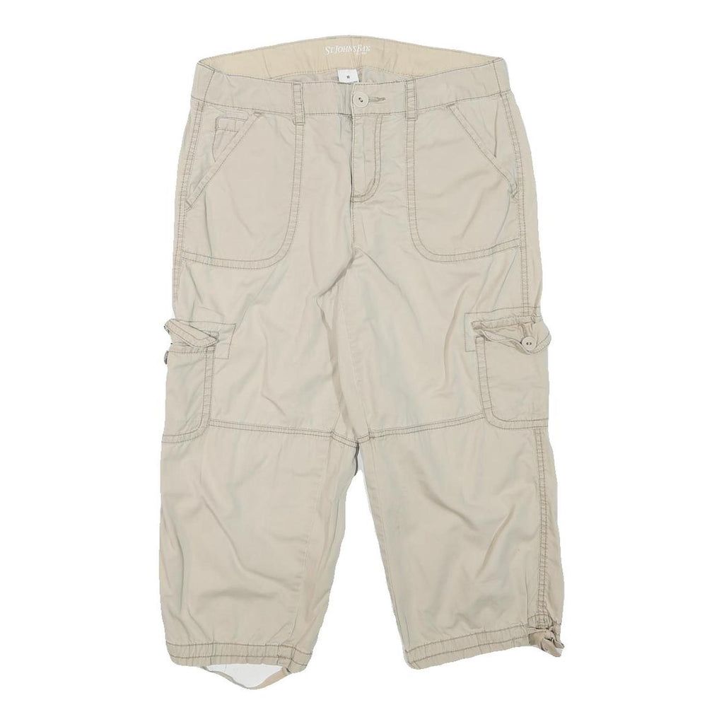 ST JOHNS BAY Womens Beige Casual Cargo Shorts L W31 Cotton Blend Utility 3/4
