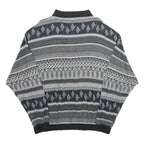 NICK TAYLOR SPORTSWEAR Mens Black & Grey Patterned Jumper Polo Collar Basic Knit