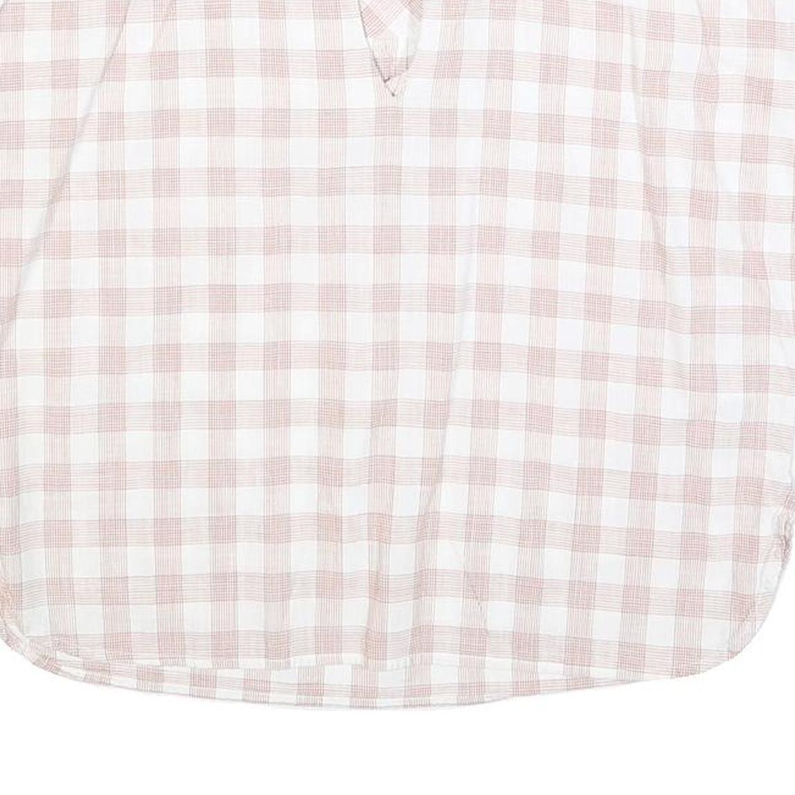 BARBOUR Womens Cream & Pink Checked Basic Top Sleeveless Round Neck UK 8 Cotton