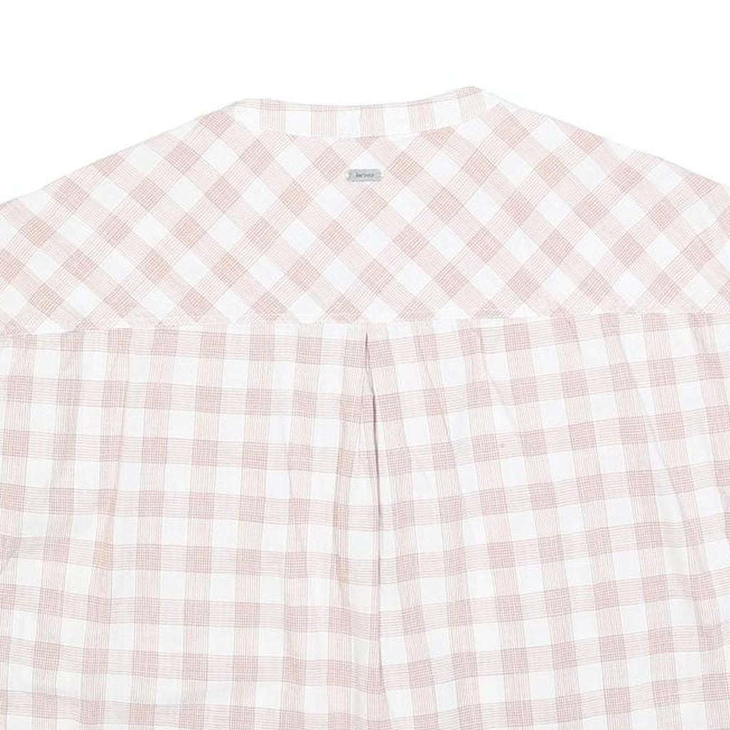 BARBOUR Womens Cream & Pink Checked Basic Top Sleeveless Round Neck UK 8 Cotton