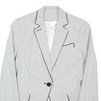 ZARA BASIC Womens White & Black Striped Blazer Jacket XS Cotton Blend Classic