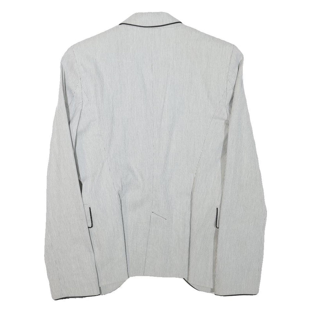 ZARA BASIC Womens White & Black Striped Blazer Jacket XS Cotton Blend Classic