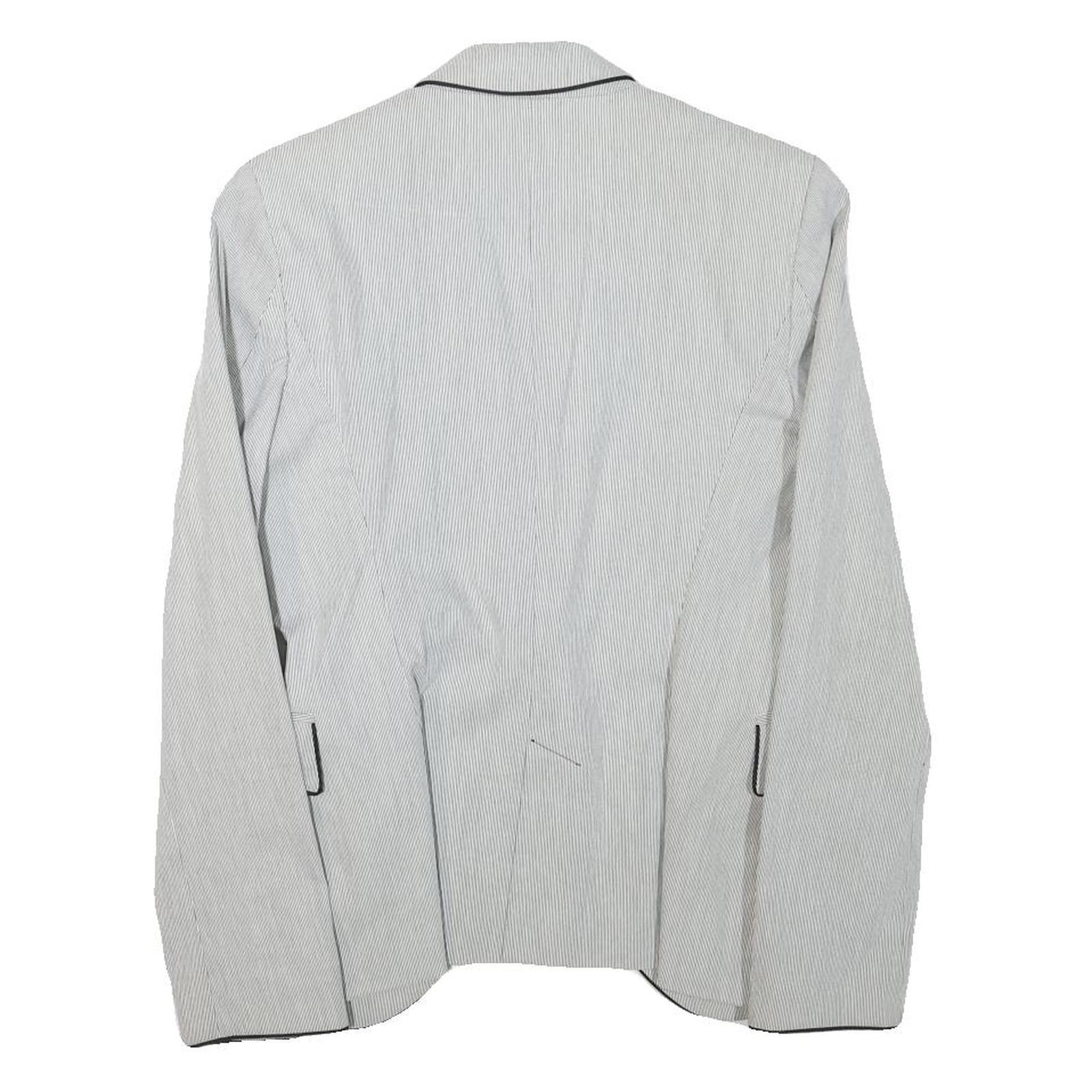 ZARA BASIC Womens White & Black Striped Blazer Jacket XS Cotton Blend Classic