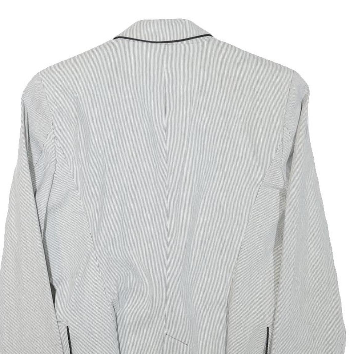 ZARA BASIC Womens White & Black Striped Blazer Jacket XS Cotton Blend Classic