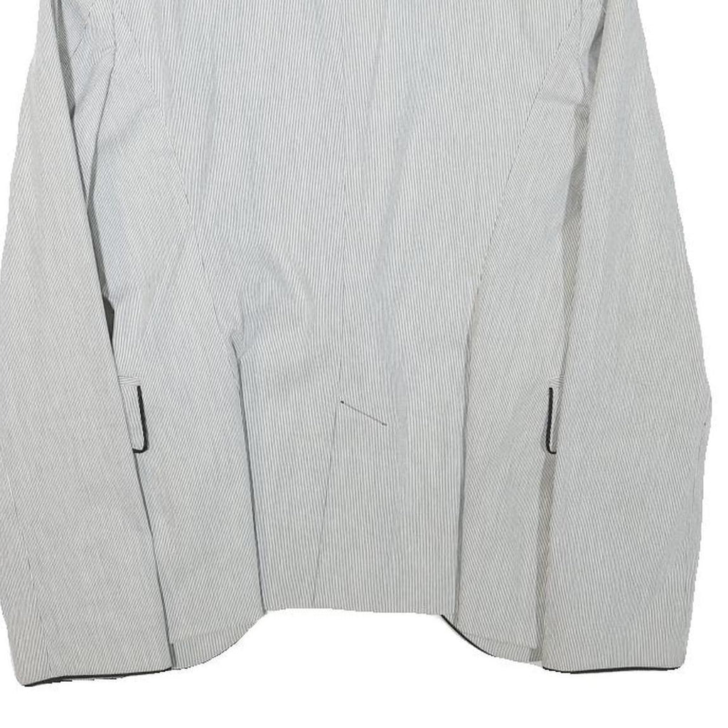 ZARA BASIC Womens White & Black Striped Blazer Jacket XS Cotton Blend Classic