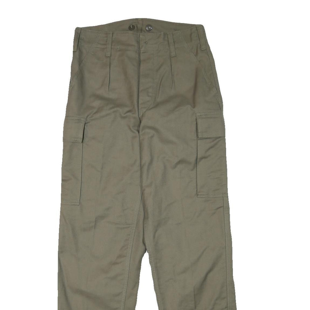 Mens Cotton Blend Regular Fit Cargo Trousers Beige W30 L31 Casual Utility Zip