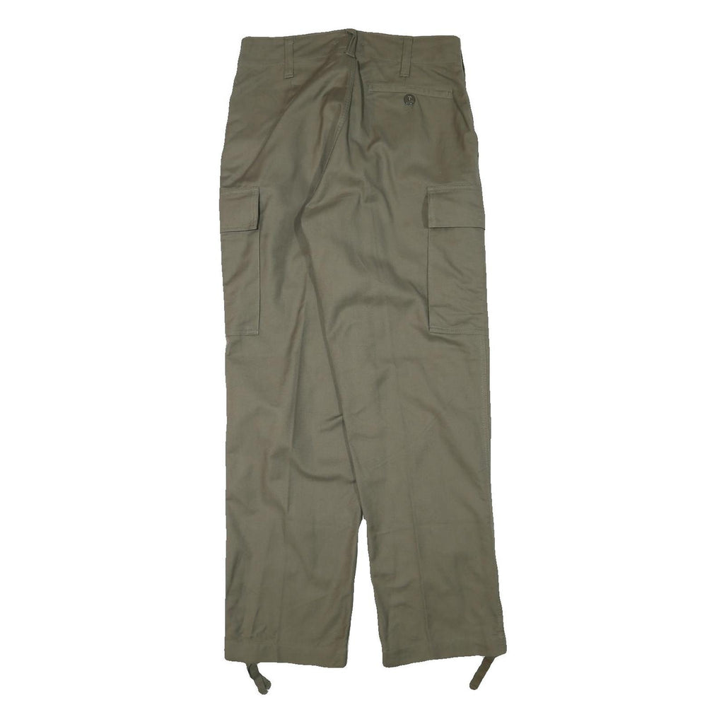 Mens Cotton Blend Regular Fit Cargo Trousers Beige W30 L31 Casual Utility Zip