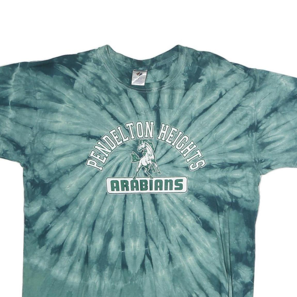 JERZEES Mens Blue Tie Dye Pendelton Heights Arabians Graphic T-Shirt XL Short