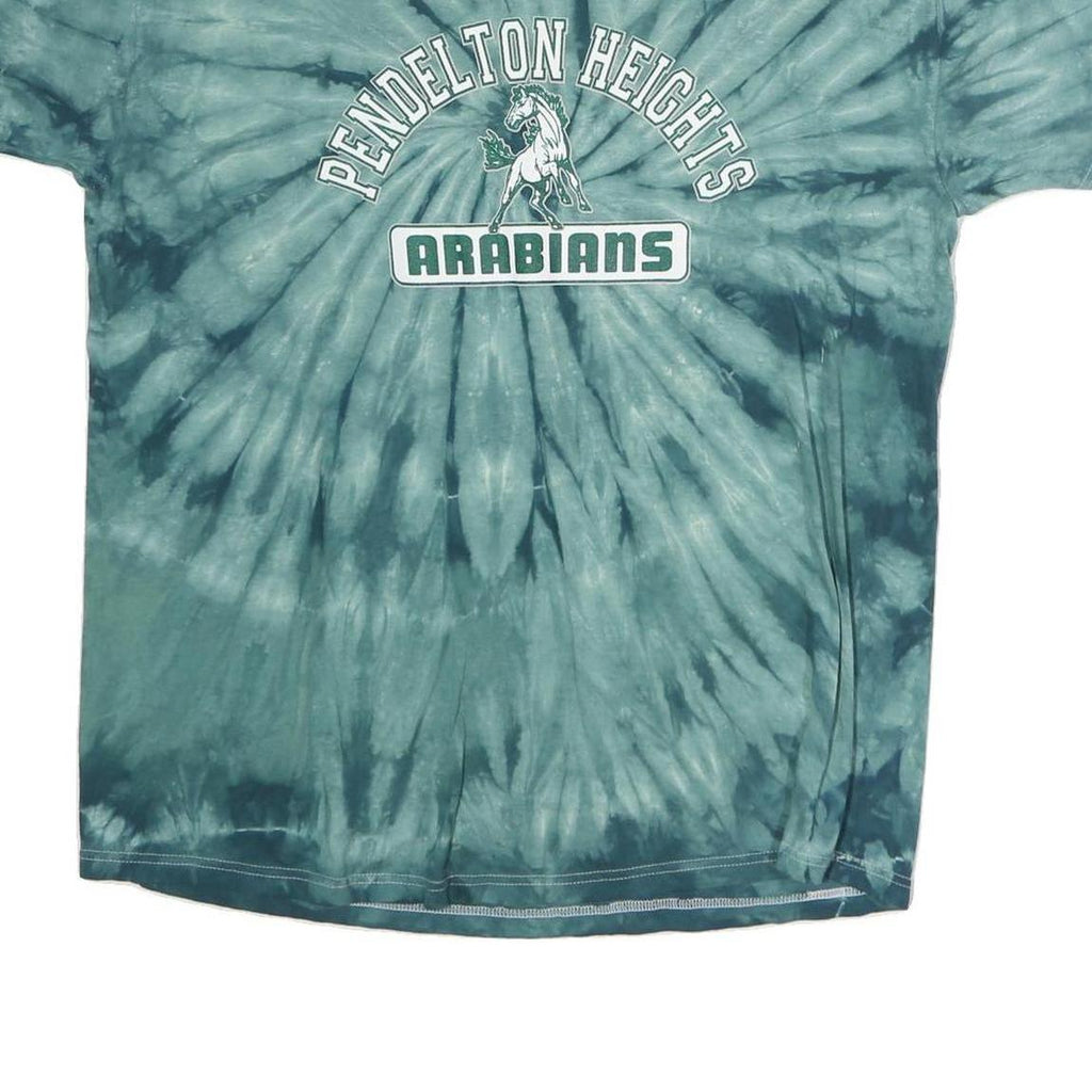 JERZEES Mens Blue Tie Dye Pendelton Heights Arabians Graphic T-Shirt XL Short