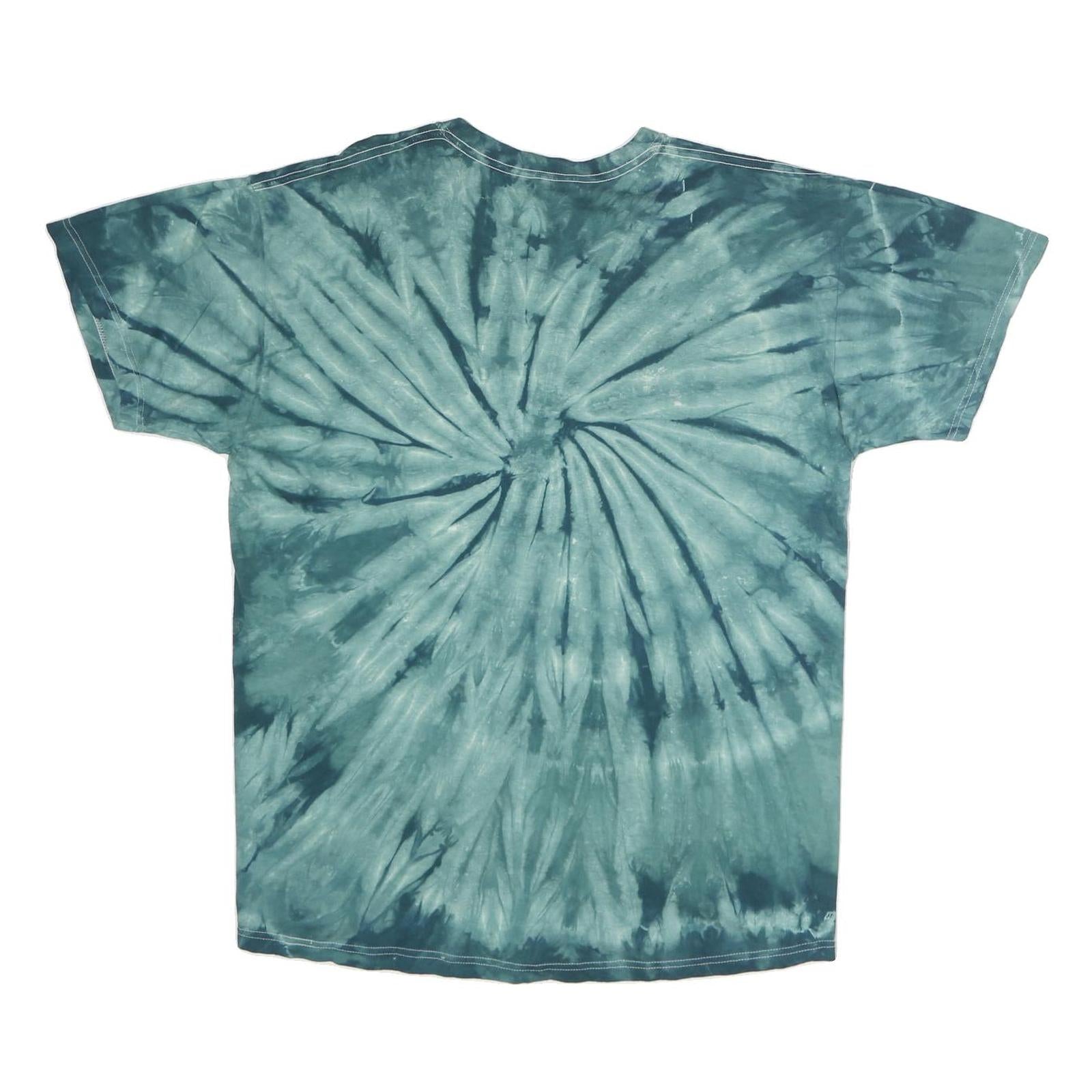 JERZEES Mens Blue Tie Dye Pendelton Heights Arabians Graphic T-Shirt XL Short