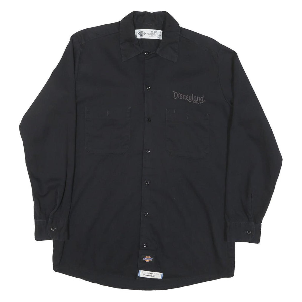 DICKIES Mens Black Worker Shirt M Cotton Blend Button-Down Long Sleeve Relaxed