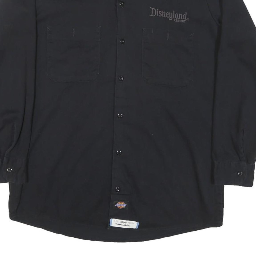 DICKIES Mens Black Worker Shirt M Cotton Blend Button-Down Long Sleeve Relaxed