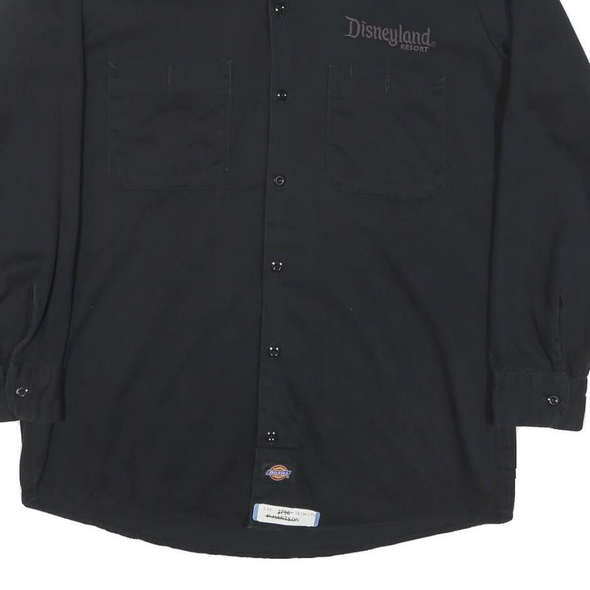DICKIES Mens Black Worker Shirt M Cotton Blend Button-Down Long Sleeve Relaxed