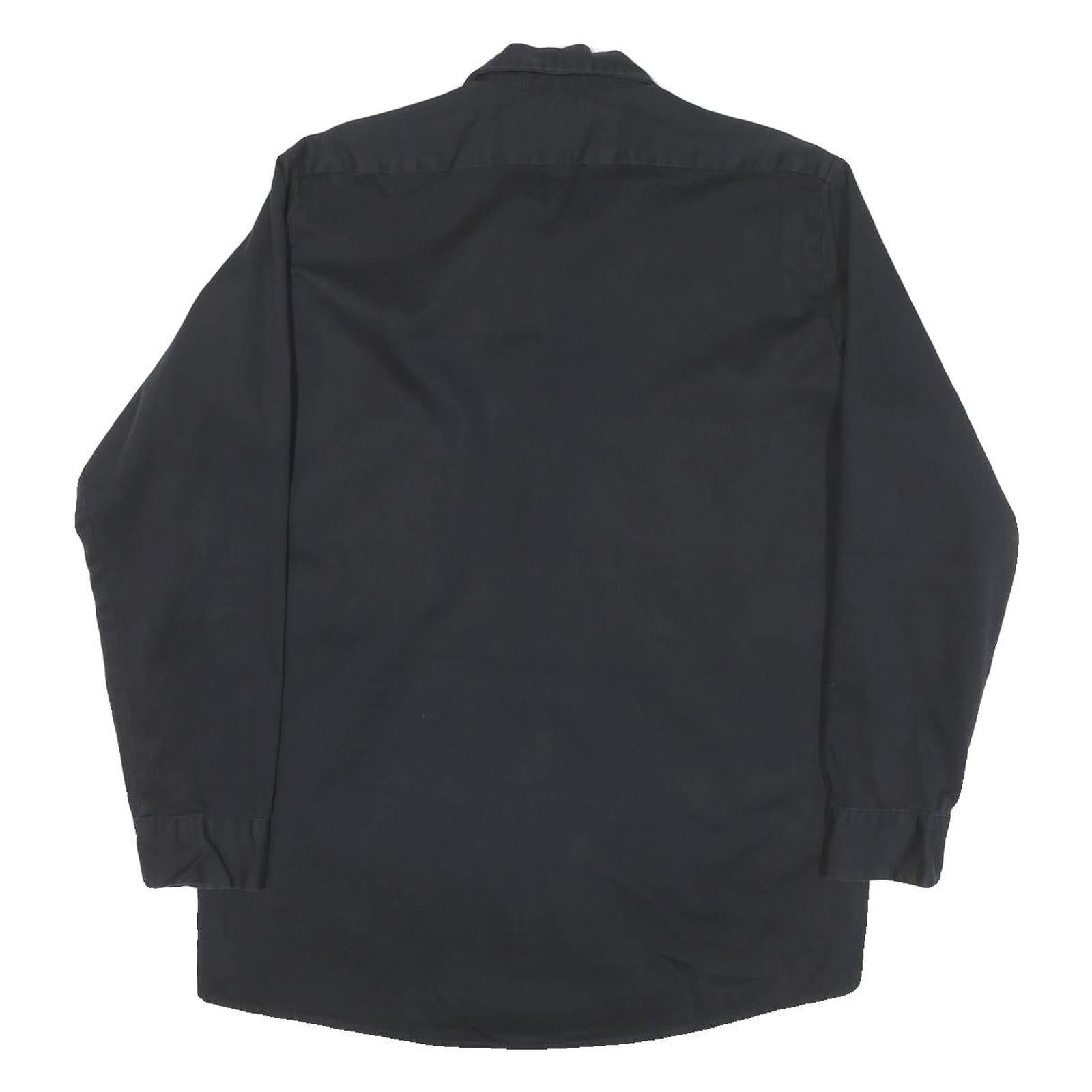 DICKIES Mens Black Worker Shirt M Cotton Blend Button-Down Long Sleeve Relaxed