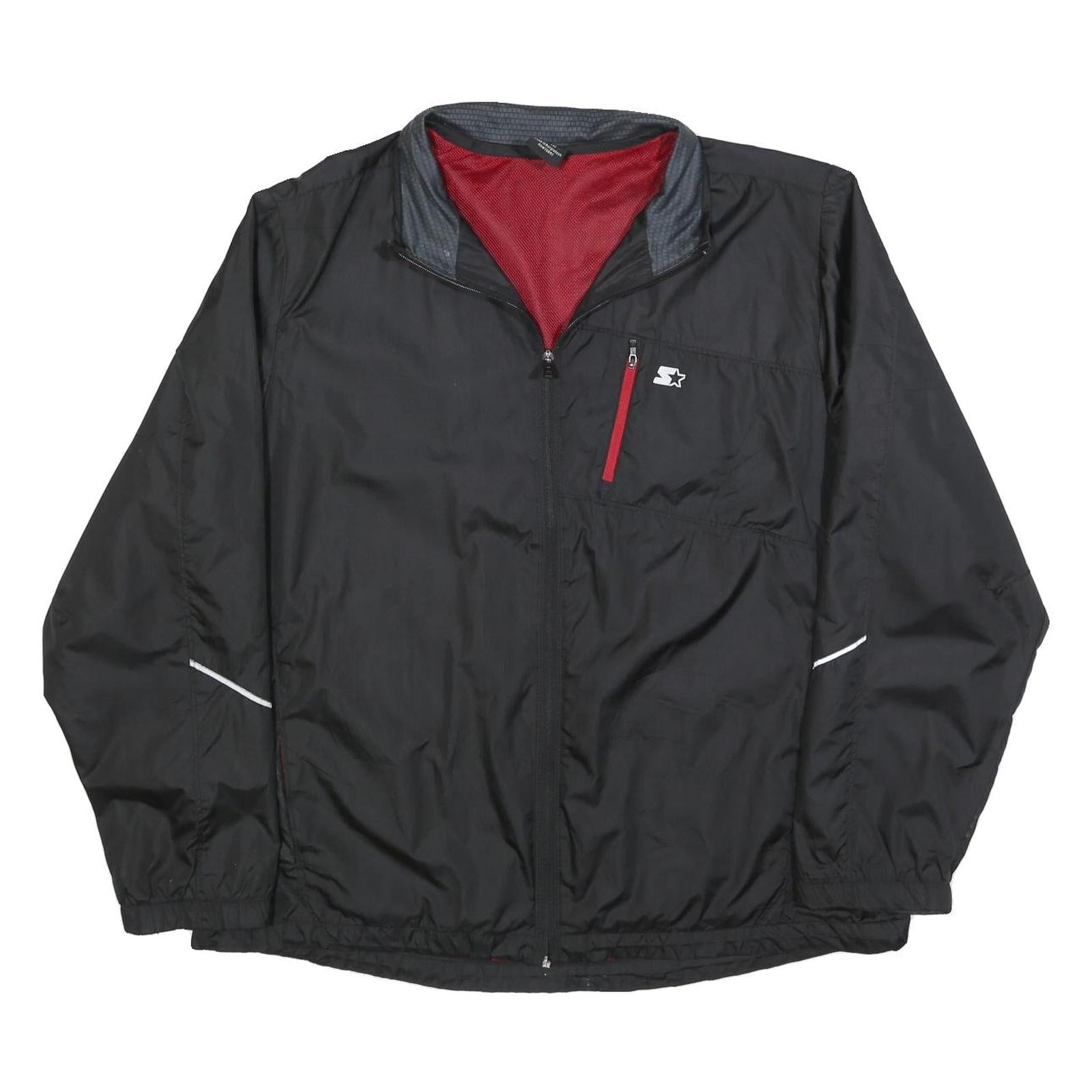 STARTER Mens Black Polyester Zip Jacket XL Lightweight Sports Casual