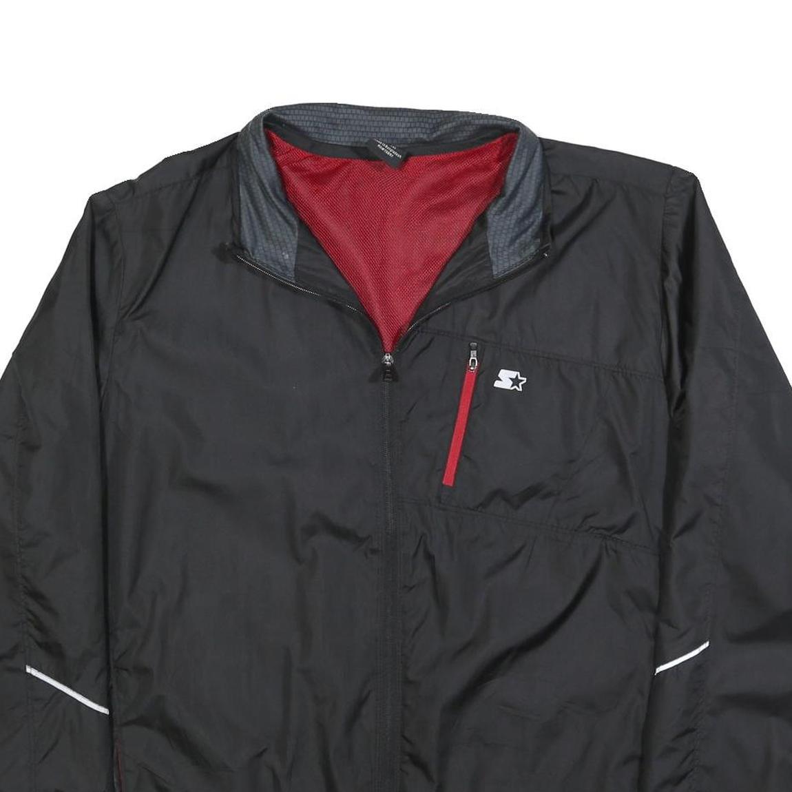 STARTER Mens Black Polyester Zip Jacket XL Lightweight Sports Casual