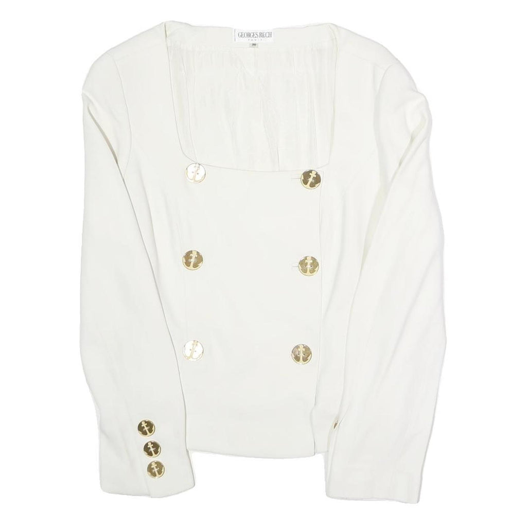 GEORGES RECH Womens White Classic Jacket UK 10 Viscose Blend Button Nautical
