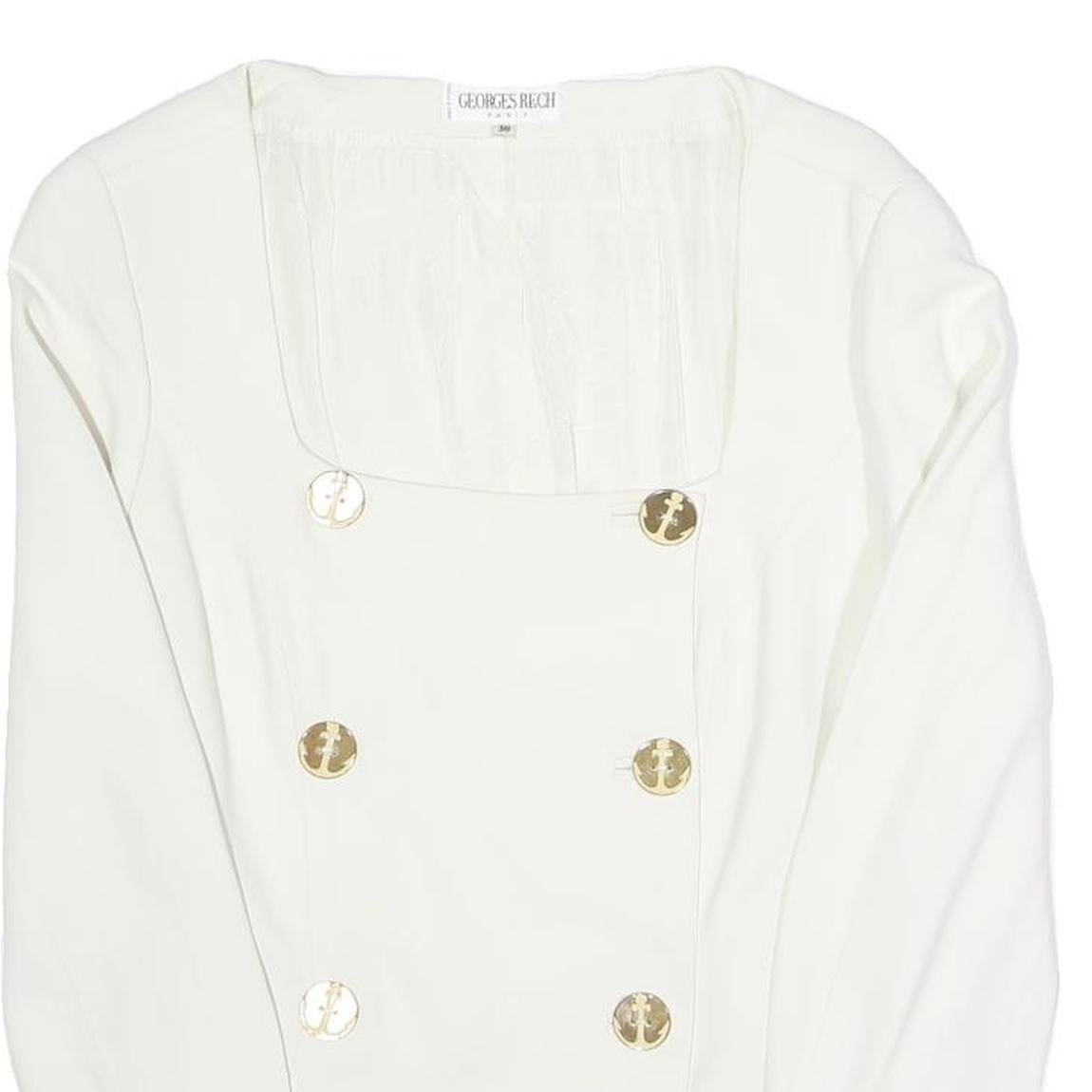 GEORGES RECH Womens White Classic Jacket UK 10 Viscose Blend Button Nautical