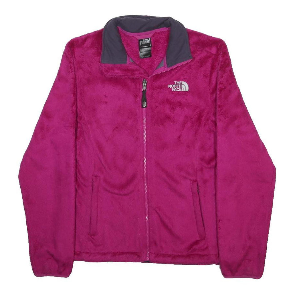 THE NORTH FACE Womens Pink Fleece Jacket S Polyester Zip Outdoor Casual Warm