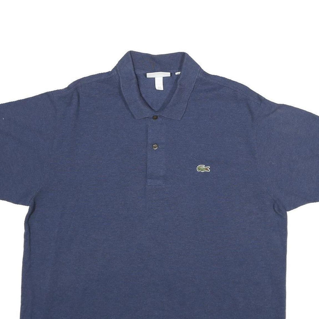 LACOSTE Mens Blue Short Sleeve Plain Polo Shirt XL Cotton Classic Fit Casual