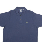 LACOSTE Mens Blue Short Sleeve Plain Polo Shirt XL Cotton Classic Fit Casual