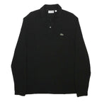 LACOSTE Mens Black Long Sleeve Plain 2XL Classic Cotton Blend Polo Shirt