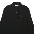 LACOSTE Mens Black Long Sleeve Plain 2XL Classic Cotton Blend Polo Shirt
