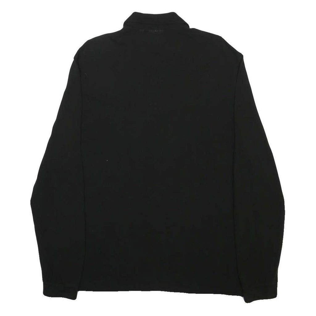 LACOSTE Mens Black Long Sleeve Plain 2XL Classic Cotton Blend Polo Shirt