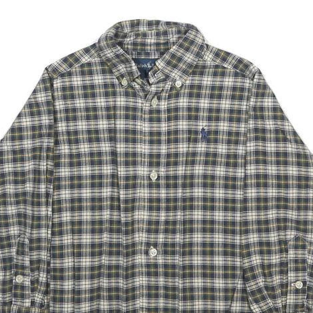 RALPH LAUREN Boys Blue Green Check Shirt 3Y Cotton Long Sleeve Button Down