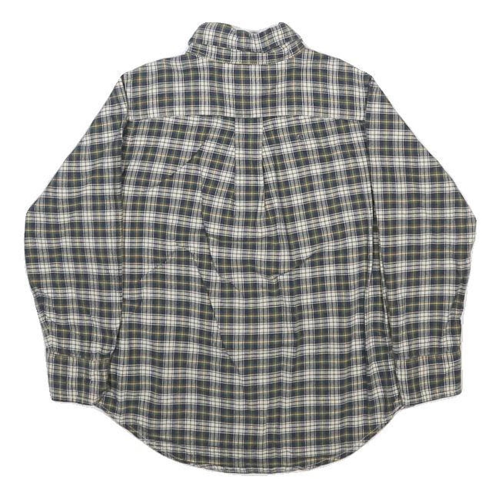 RALPH LAUREN Boys Blue Green Check Shirt 3Y Cotton Long Sleeve Button Down