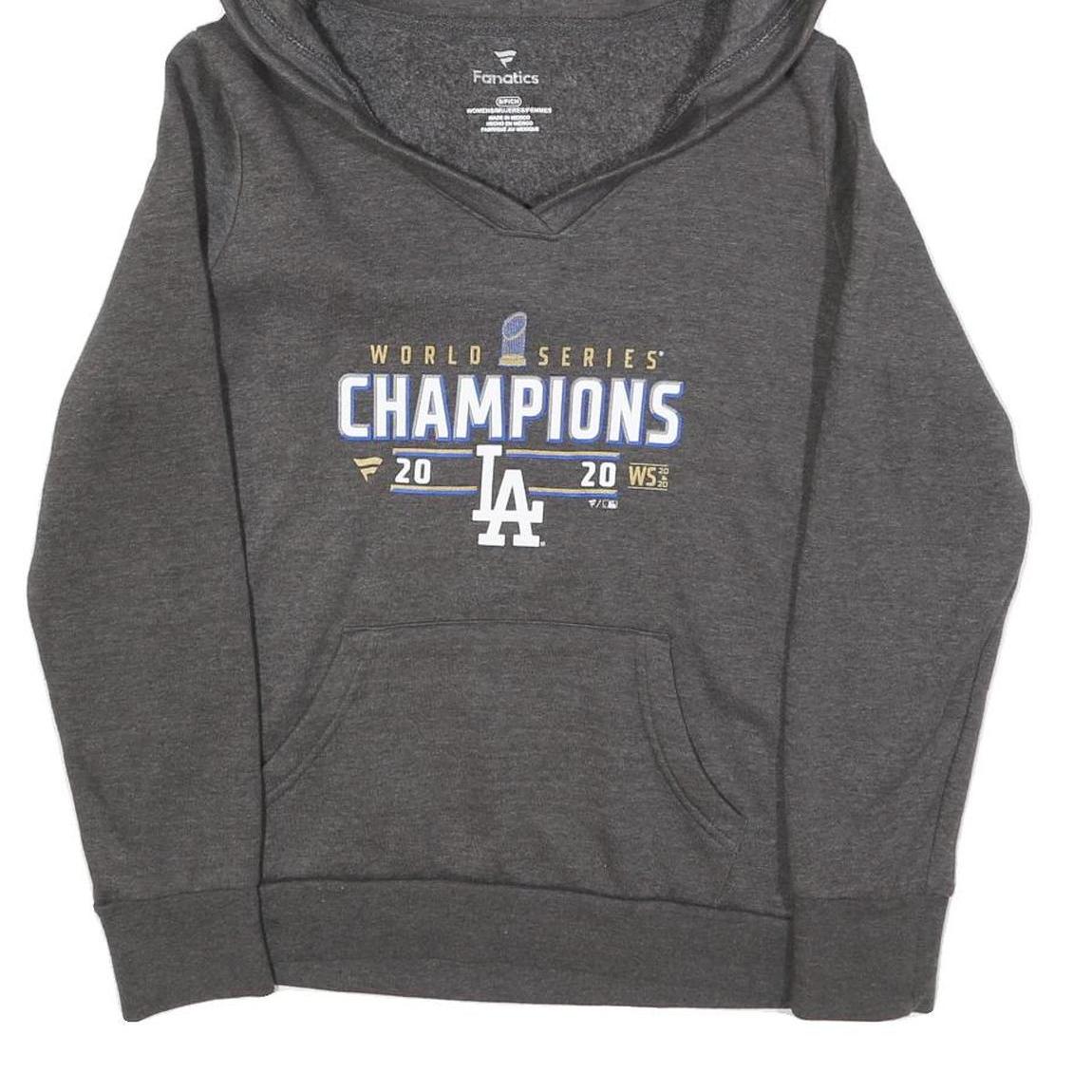 FANATICS Womens Grey World Series Champions Hoodie S Cotton Blend Hooded