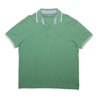 TOMMY HILFIGER Mens Green Polo Shirt L Short Sleeve Cotton Blend Basic