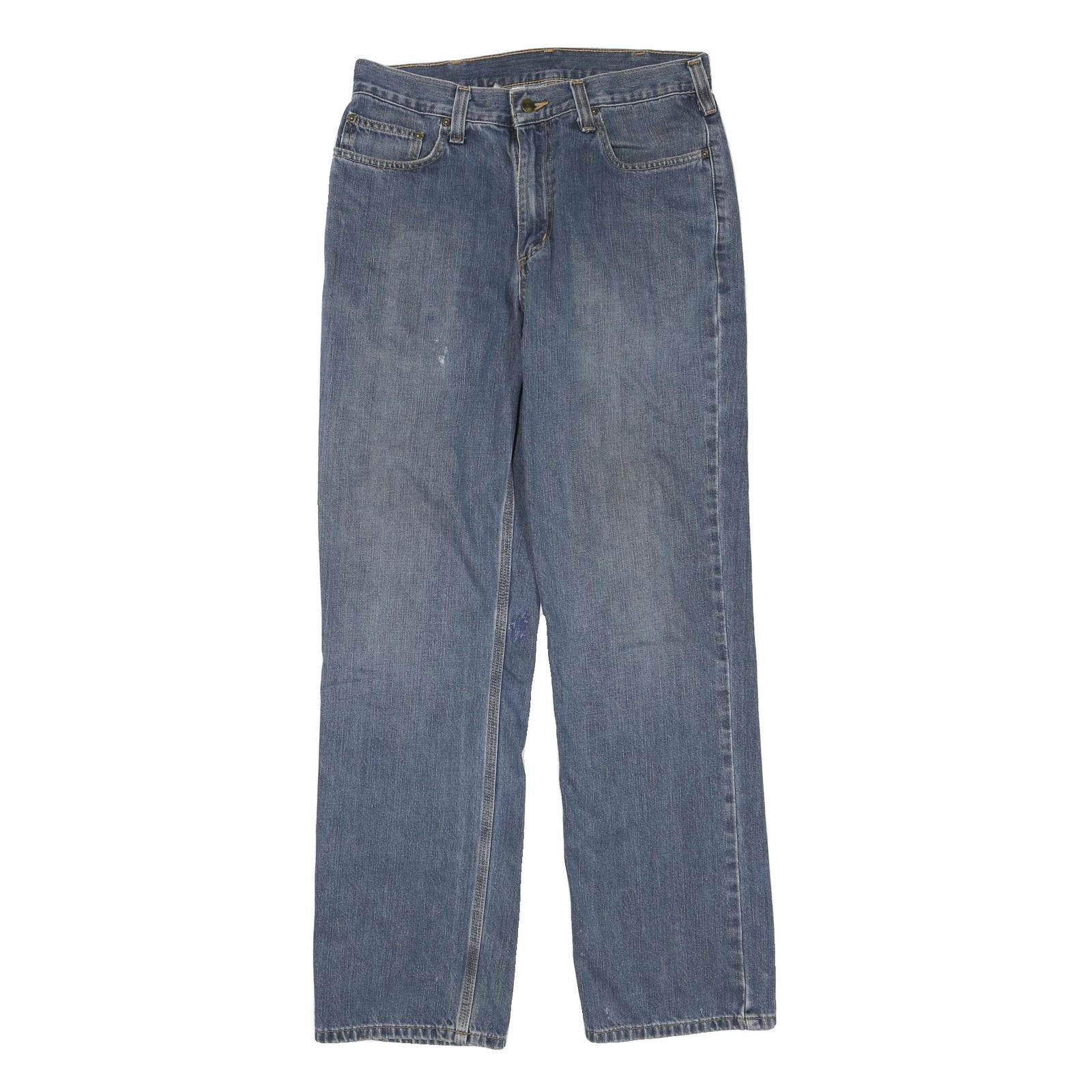 CARHARTT Mens Blue Regular Straight Denim Medium W33 L34 Cotton Blend Zip Jeans