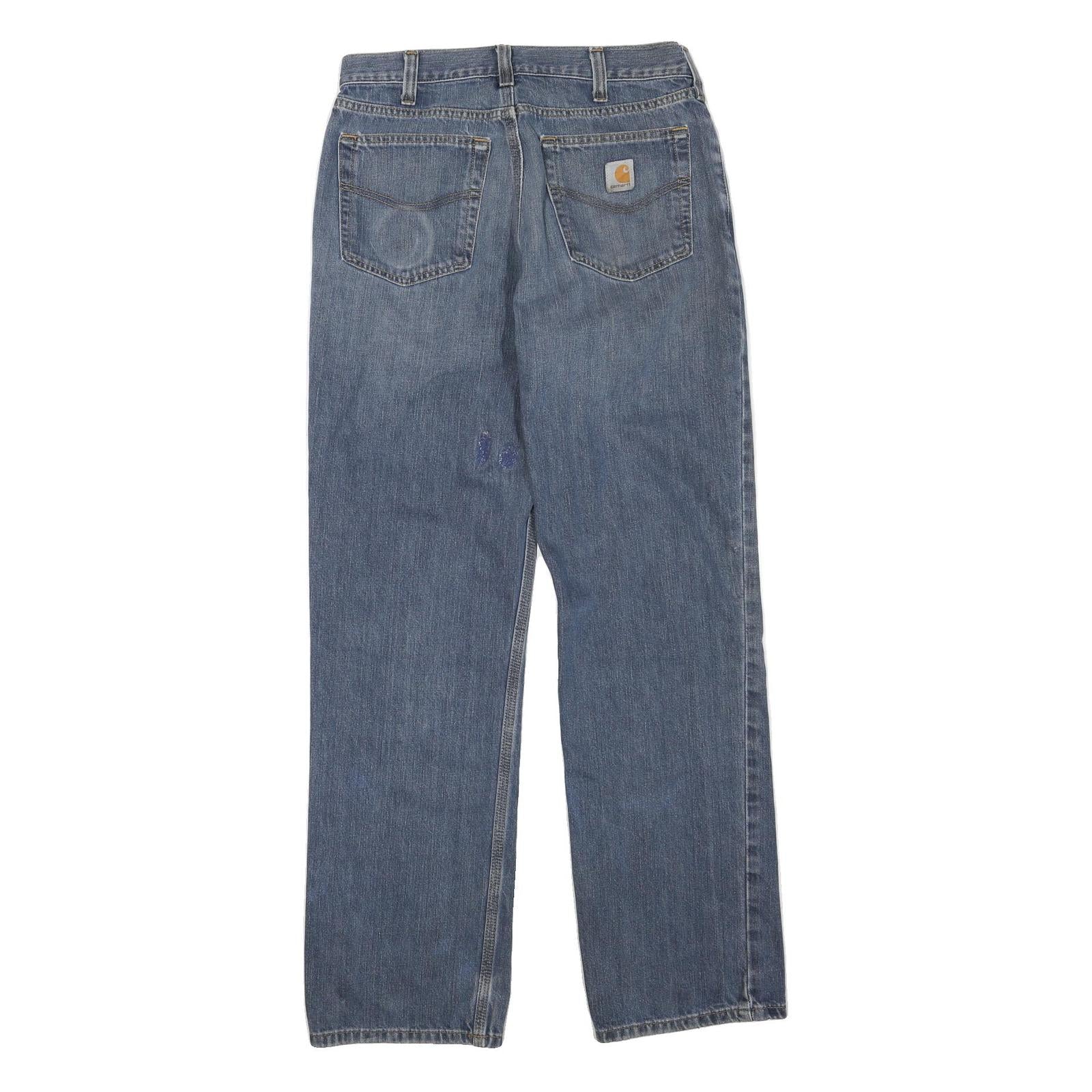 CARHARTT Mens Blue Regular Straight Denim Medium W33 L34 Cotton Blend Zip Jeans