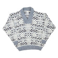 NEW TAST Mens Grey & White Patterned Jumper Shawl Collar Chunky Knit L Acrylic