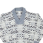 NEW TAST Mens Grey & White Patterned Jumper Shawl Collar Chunky Knit L Acrylic