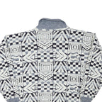 NEW TAST Mens Grey & White Patterned Jumper Shawl Collar Chunky Knit L Acrylic