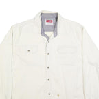 WRANGLER Mens White Cotton Blend Casual Shirt L Long Sleeve Button Up