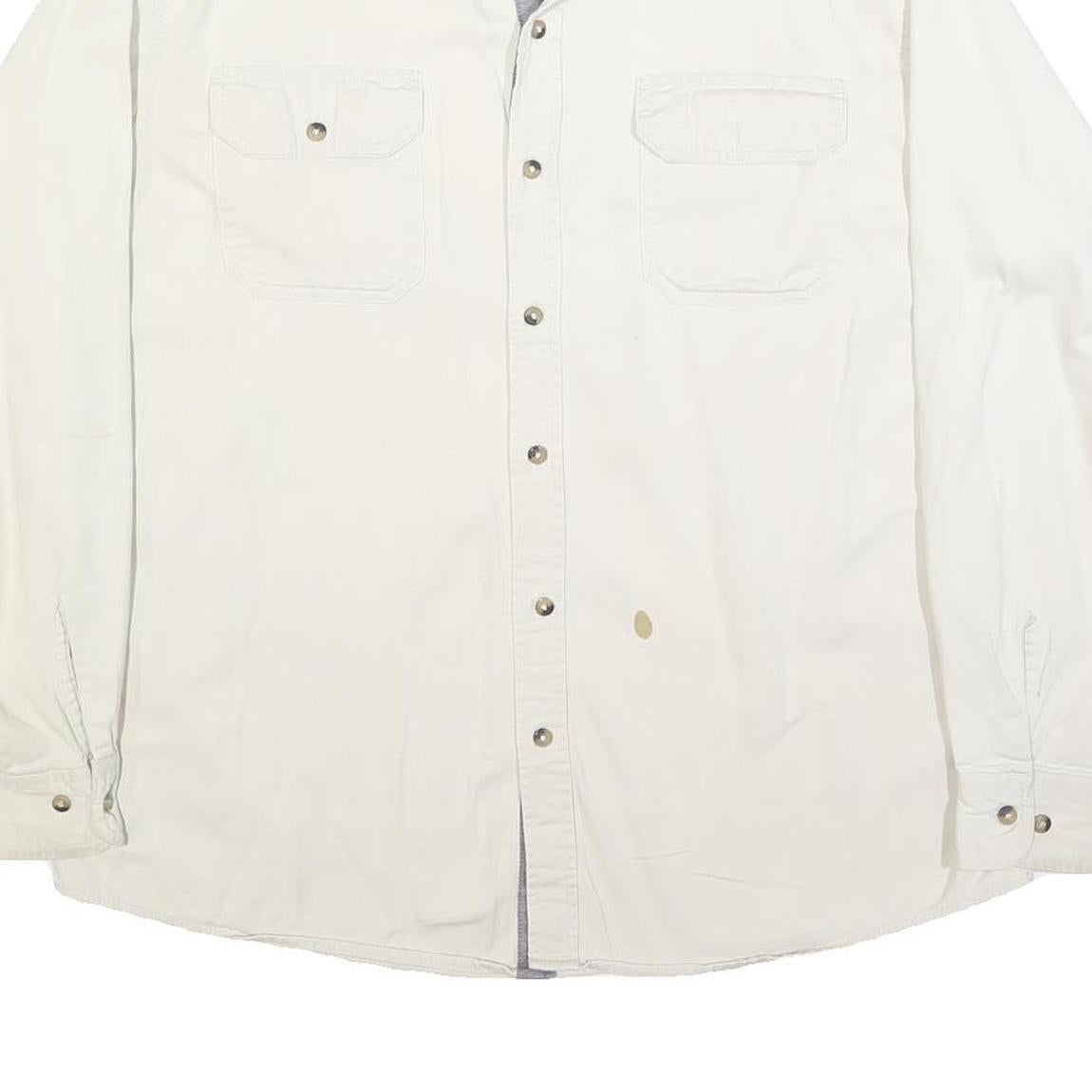 WRANGLER Mens White Cotton Blend Casual Shirt L Long Sleeve Button Up