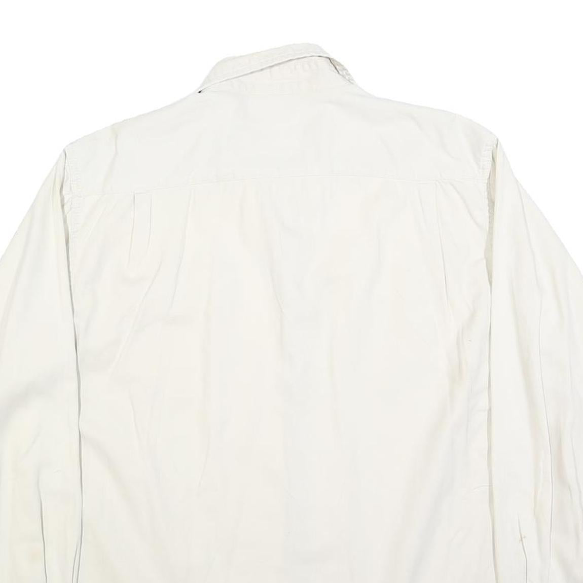 WRANGLER Mens White Cotton Blend Casual Shirt L Long Sleeve Button Up