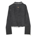 GUESS Womens Black Denim Cropped XL Cotton Blend Button Jacket Raw Hem