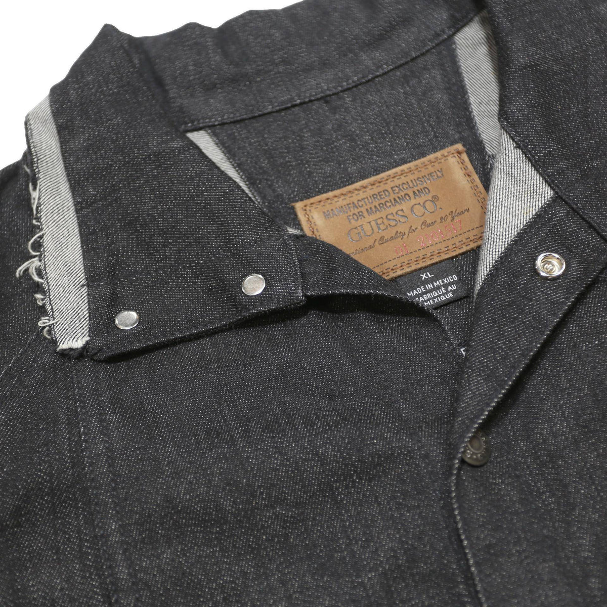 GUESS Womens Black Denim Cropped XL Cotton Blend Button Jacket Raw Hem