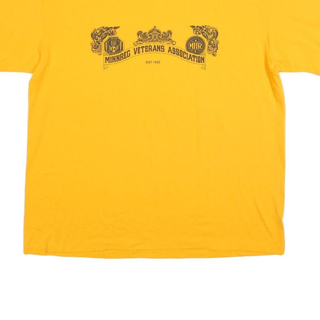 PLATINUM PLUS Mens Yellow Minnareg Veterans Association Graphic T-Shirt XL Crew
