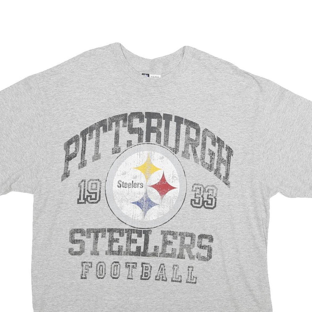 NFL Mens Grey Pittsburgh Steelers Graphic T-Shirt XL Short Sleeve Crew Neck