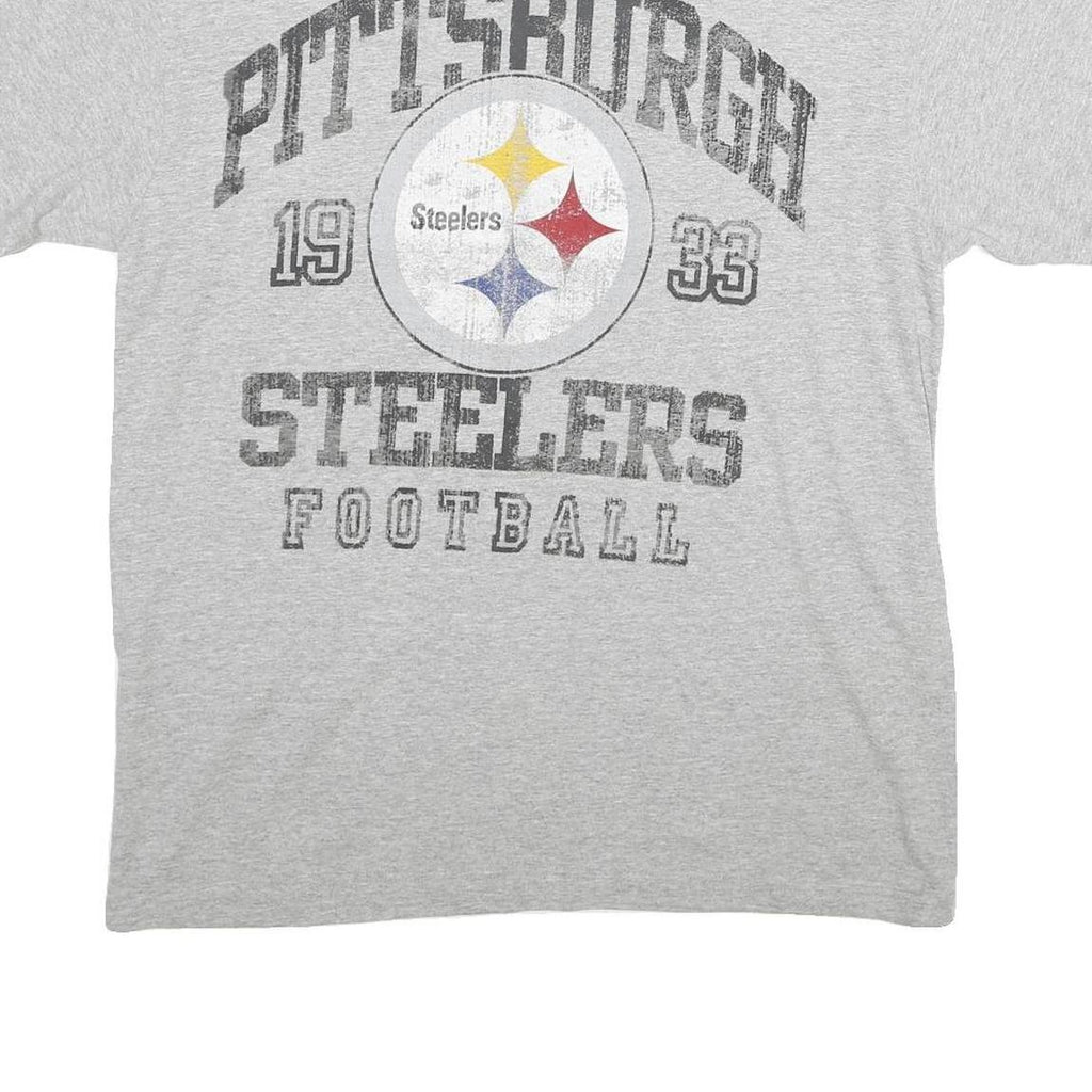 NFL Mens Grey Pittsburgh Steelers Graphic T-Shirt XL Short Sleeve Crew Neck